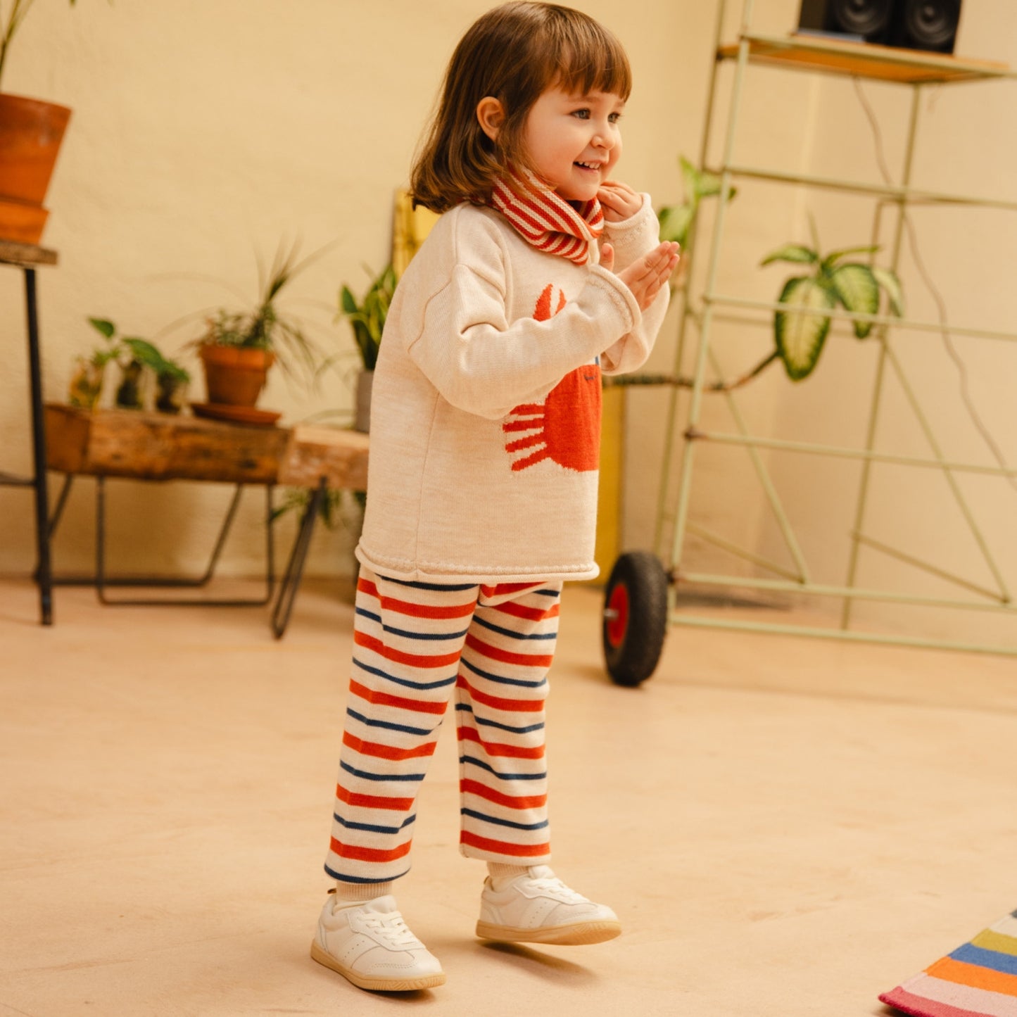 Bayiri 100% 美麗諾羊毛長褲Crabby Stripes 2Y~6Y