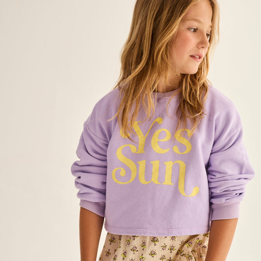 Cozmo 100%純棉Yes Sun 短版大學T -  lavender ❘ 現貨尺寸: 4Y ~8Y