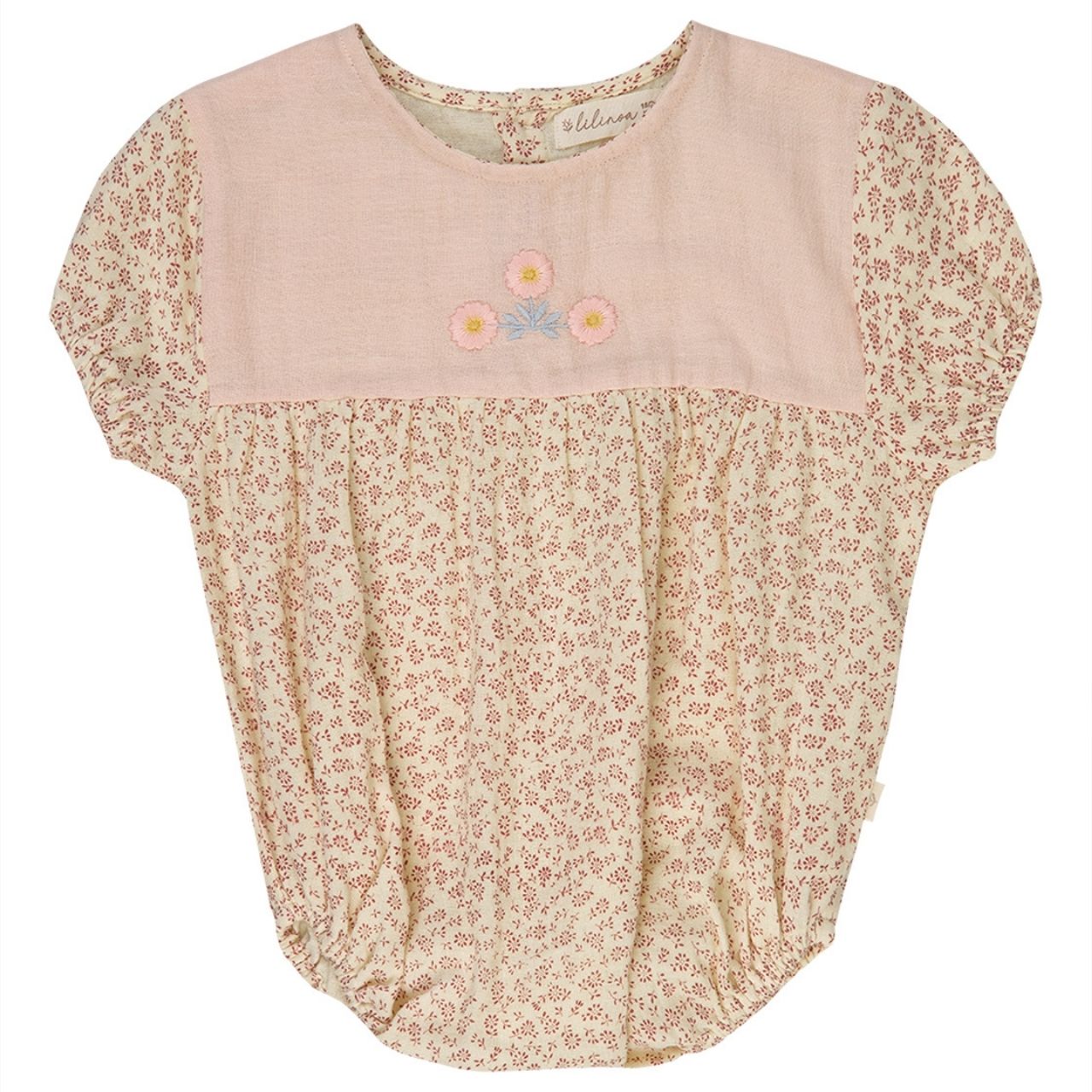 Lilinoa 100% 純棉 JULES 小碎花刺繡棉質雙層紗連身包屁褲 ❘ 現貨尺寸:12-18M & 18-24M