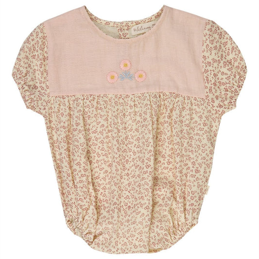 Lilinoa 100% 純棉 JULES 小碎花刺繡棉質雙層紗連身包屁褲 ❘ 現貨尺寸:12-18M & 18-24M