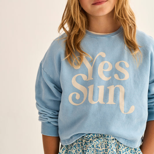 Cozmo 100%純棉Yes Sun 短版大學T -  Blue ❘ 現貨尺寸: 4Y ~8Y