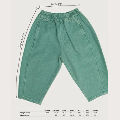 Studio Koter  100%純棉 Manu 薄荷綠丹寧氣球長褲  ❘ 現貨尺寸: 4-5Y & 8-9Y