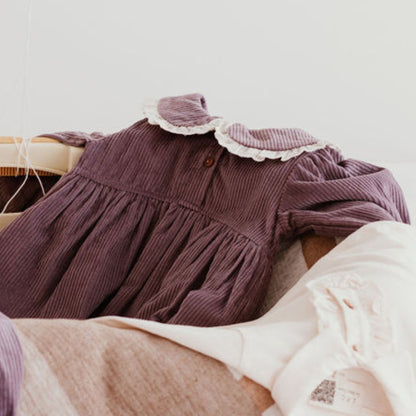 Les Petites Choses 純棉燈芯絨法式洋裝 - Mauve 4Y & 6Y