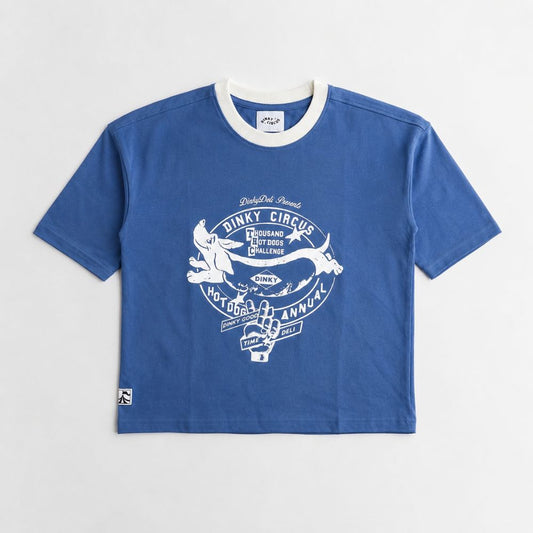 Dinky Circus 大胃王熱狗挑戰賽印花寬鬆短袖 t-shirt - 航海藍  ❘ 現貨尺寸: 2Y~9Y