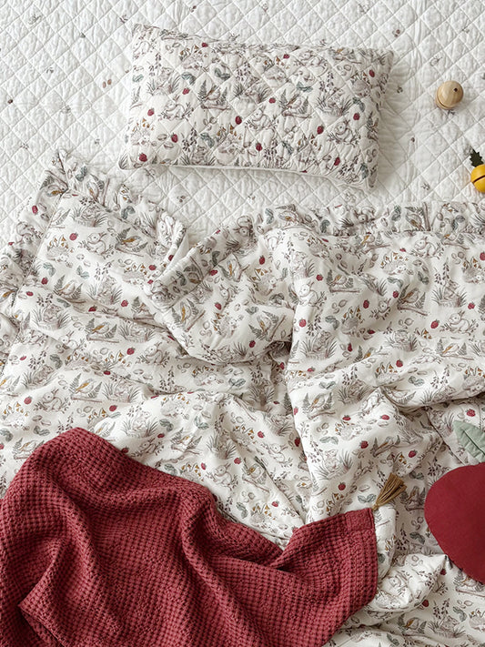 (預購) Creme enfant  100% 莫代爾水洗鋪棉單人被 - 莓果森林