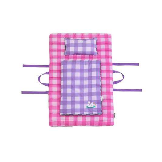 (預購)Tiny Cosmo 100%純棉80支後墊款午睡被套組 - 桃紅/紫格紋