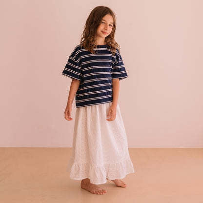 We are kids 100%有機棉毛巾布短袖T-shirt JORDAN NAVY STRIPES  ❘ 現貨尺寸: 2Y~9Y