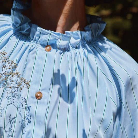 Poudre Organic  成人  經典天絲長袖條紋襯衫 ❘ 現貨尺寸: S & M