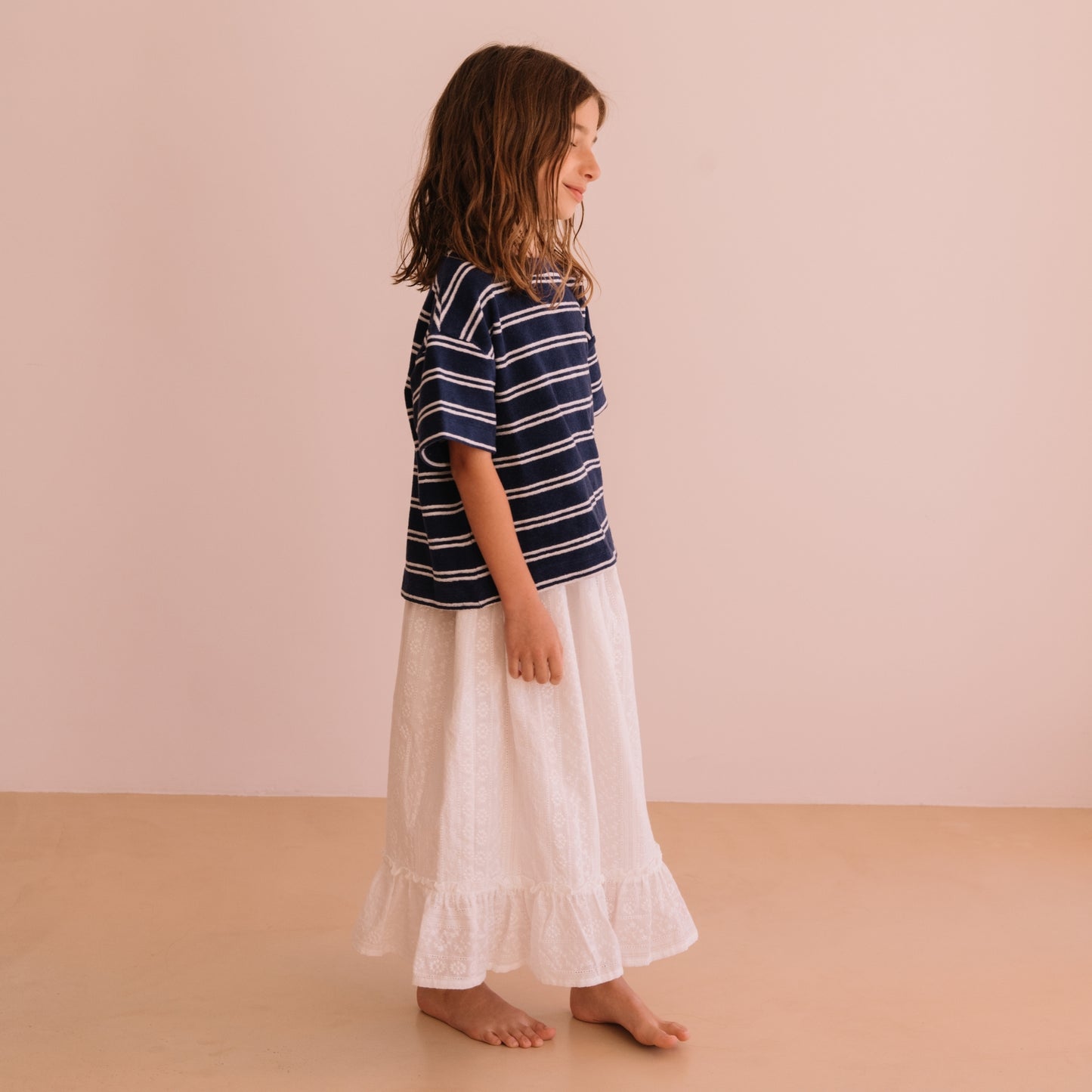 We are kids 100%有機棉毛巾布短袖T-shirt JORDAN NAVY STRIPES  ❘ 現貨尺寸: 2Y~9Y