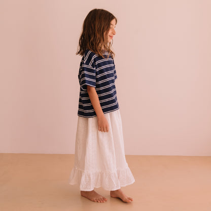 We are kids 100%有機棉毛巾布短袖T-shirt JORDAN NAVY STRIPES  ❘ 現貨尺寸: 2Y~9Y