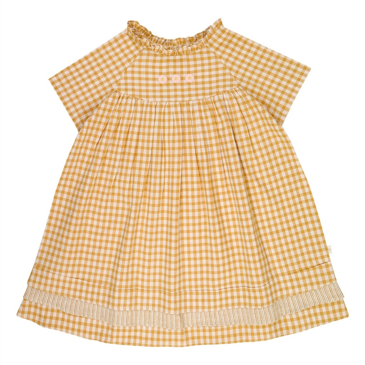 Lilinoa 100% 純棉 BERENICE 駝色格紋手工刺繡洋裝 ❘ 現貨尺寸:18M ~6Y