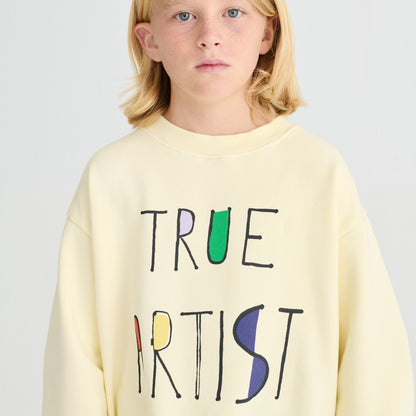 True Artist 有機棉薄款大學T Soft Yellow ❘ 現貨尺寸: 4Y~9Y