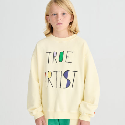 True Artist 有機棉薄款大學T Soft Yellow ❘ 現貨尺寸: 4Y~9Y
