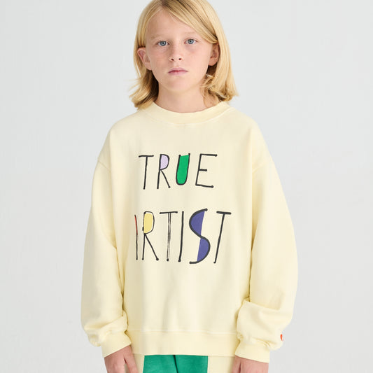 True Artist 有機棉薄款大學T Soft Yellow ❘ 現貨尺寸: 4Y~9Y