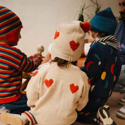 Bayiri 100%美麗諾羊毛針織帽 DANCING HEARTS 1-3Y& 3-6Y