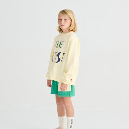 True Artist 有機棉薄款大學T Soft Yellow ❘ 現貨尺寸: 4Y~9Y