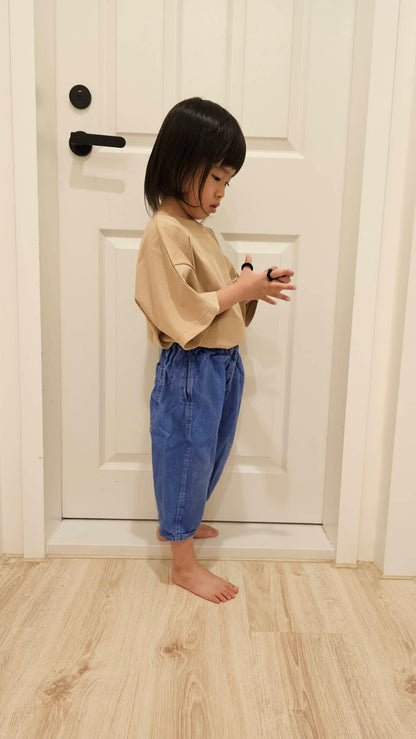 Studio Koter 100%有機棉Rory OVERSIZED 口袋短袖Tshirt - BEIGE (2Y~7Y)