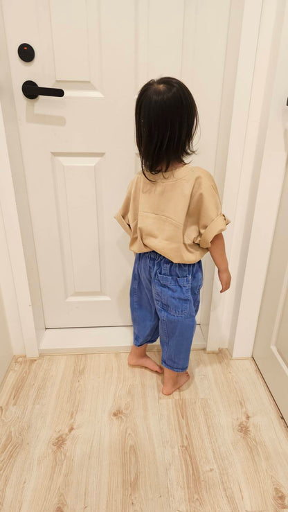 Studio Koter 100%有機棉Rory OVERSIZED 口袋短袖Tshirt - BEIGE (2Y~7Y)