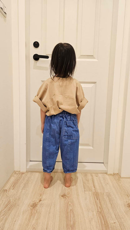 Studio Koter 100%有機棉Rory OVERSIZED 口袋短袖Tshirt - BEIGE (2Y~7Y)
