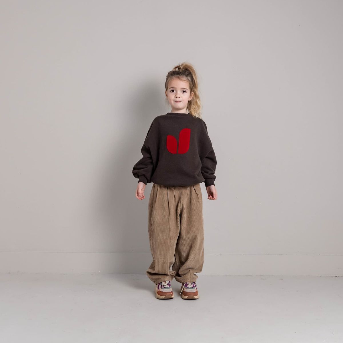 Jenest 100%有機棉寬版大學T - Dark Brown Melange ❘ 現貨尺寸: 5-6Y & 7-8Y