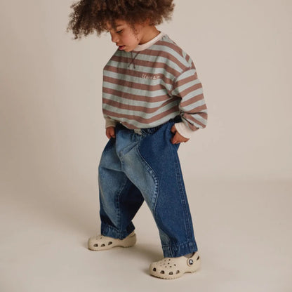Claude&Co. 100%有機棉 Emerson 波浪拼接有機棉丹寧氣球長褲  ❘ 現貨尺寸: 2Y~6Y