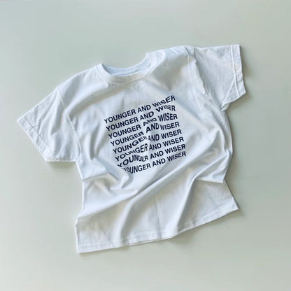 Young Double - 100%純棉Younger and Wiser 中性短袖 T-shirt ❘ 現貨尺寸:3Y~8Y