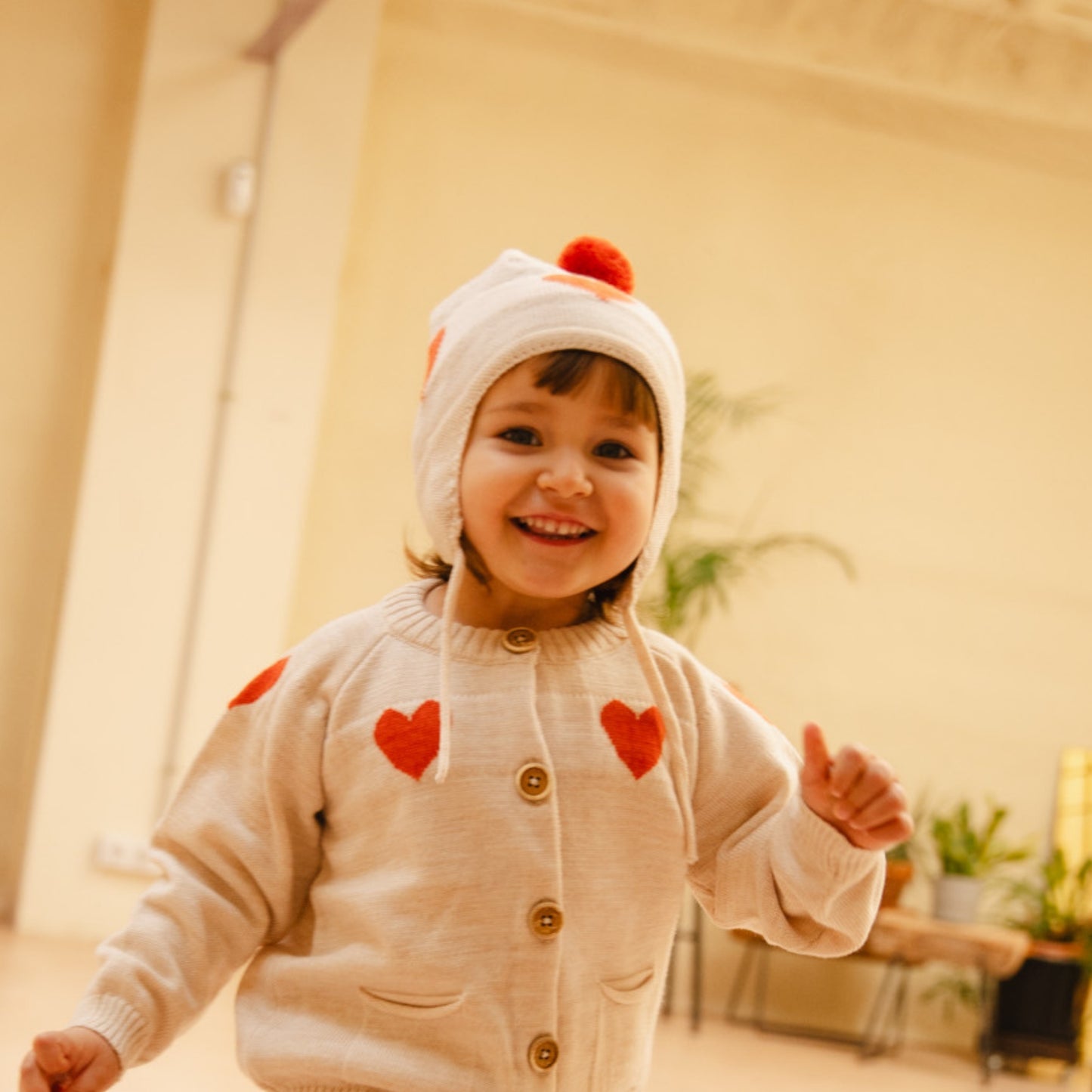 Bayiri 100%美麗諾羊毛針織帽 DANCING HEARTS 1-3Y& 3-6Y