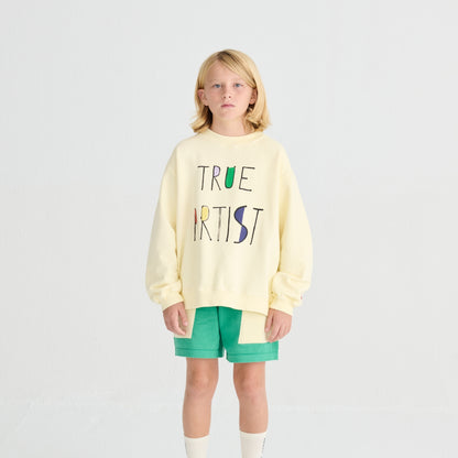 True Artist 有機棉薄款大學T Soft Yellow ❘ 現貨尺寸: 4Y~9Y