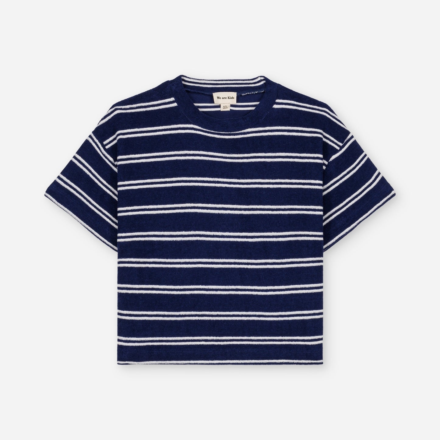 We are kids 100%有機棉毛巾布短袖T-shirt JORDAN NAVY STRIPES  ❘ 現貨尺寸: 2Y~9Y