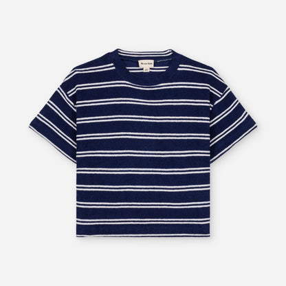 We are kids 100%有機棉毛巾布短袖T-shirt JORDAN NAVY STRIPES  ❘ 現貨尺寸: 2Y~9Y