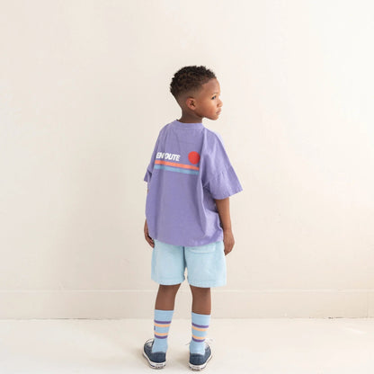 Jenest 100%有機竹節棉寬版短袖T-shirt -Purple ❘ 現貨尺寸: 3Y~8Y