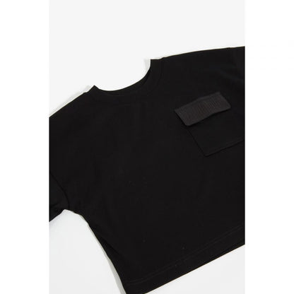 Studio Koter 100%有機棉Rory OVERSIZED 口袋短袖Tshirt - Black (2Y~11Y)