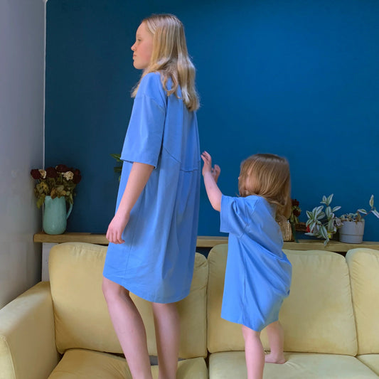 Studio Koter 100%有機棉 ALANI 連身裙/洋裝-  BLUE   ❘ 現貨尺寸: 2Y~7Y