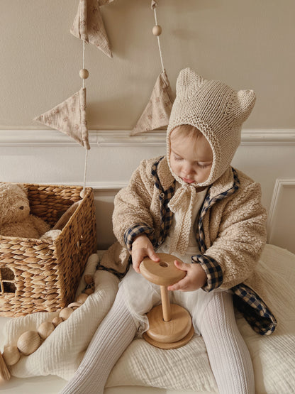 (現貨) 波蘭 Kiddy Stuff 純手工編織毛帽 - organic cotton bear hat 共兩色 Beige & Ivory (2-4Y)