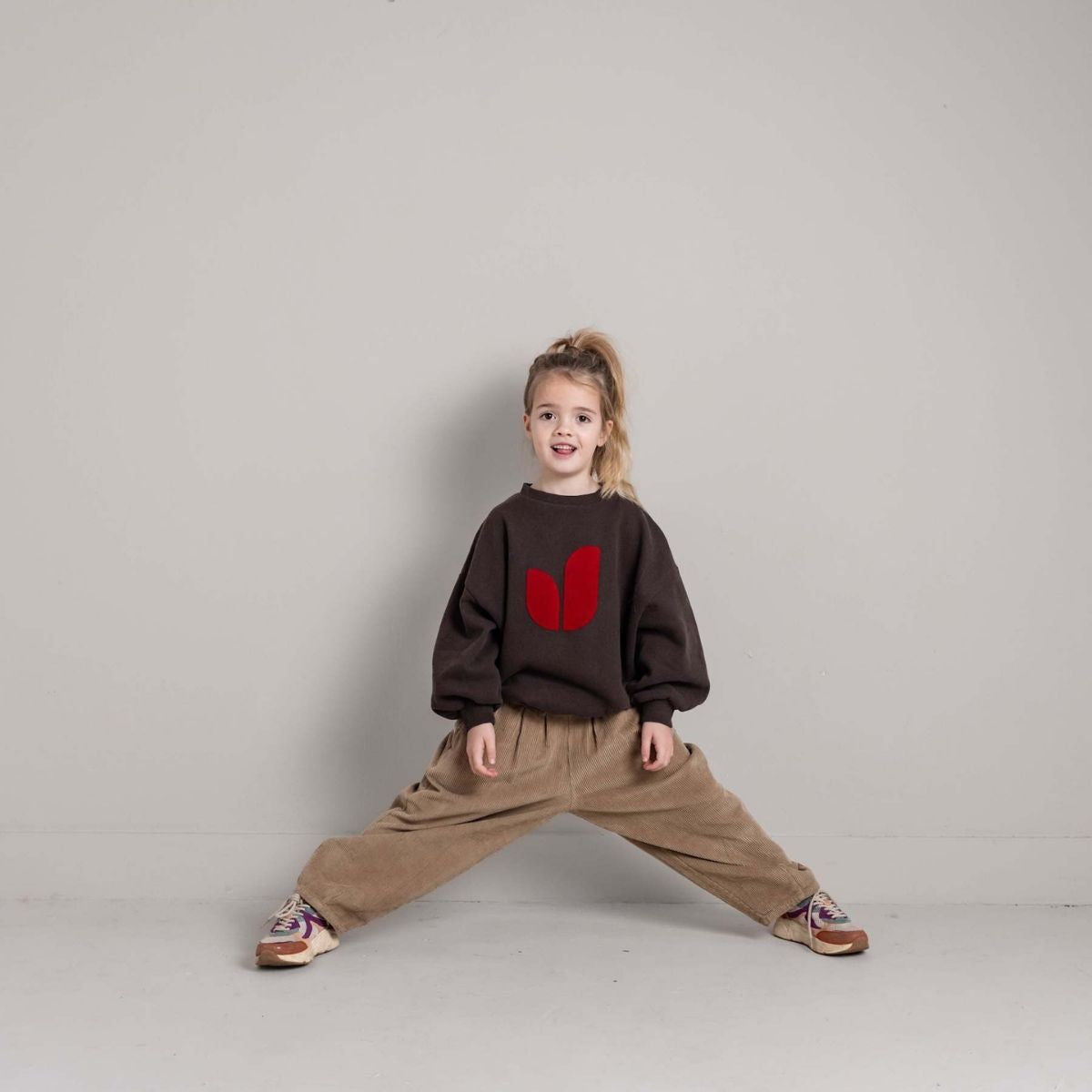 Jenest 100%有機棉寬版大學T - Dark Brown Melange ❘ 現貨尺寸: 5-6Y & 7-8Y