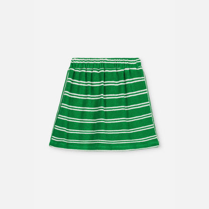 We are kids 100%有機棉毛巾布短裙 SUMMER GREEN STRIPES  ❘ 現貨尺寸: 2Y~7Y