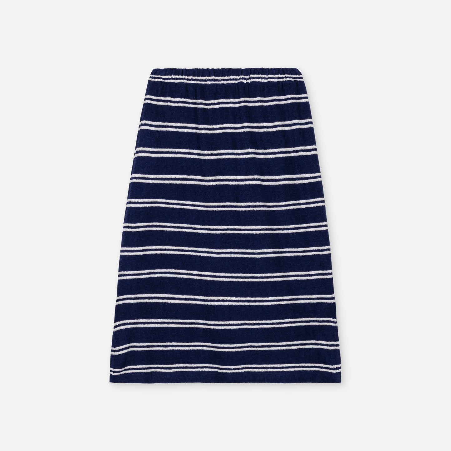 We are kids 100%有機棉毛巾布條紋中長裙 NAVY STRIPES  ❘ 現貨尺寸: 4Y~9Y