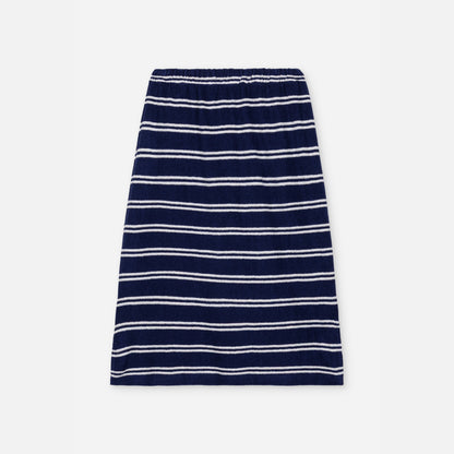 We are kids 100%有機棉毛巾布條紋中長裙 NAVY STRIPES  ❘ 現貨尺寸: 4Y~9Y