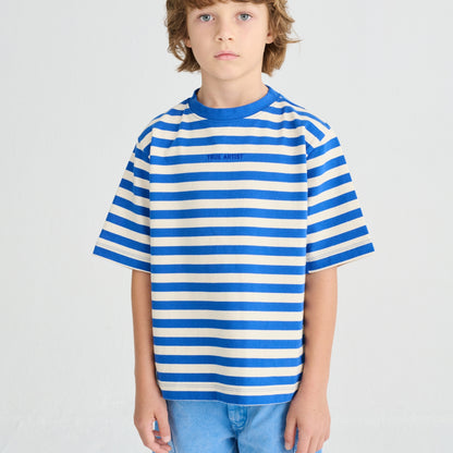 True Artist 100%純棉 Lapis Blue 條紋短袖 T-shirt ❘ 現貨尺寸: 4Y~11Y