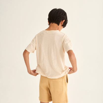 Cozmo 100%純竹節棉短袖 Good Day  T-shirt - ivory ❘ 現貨尺寸: 3Y~6Y