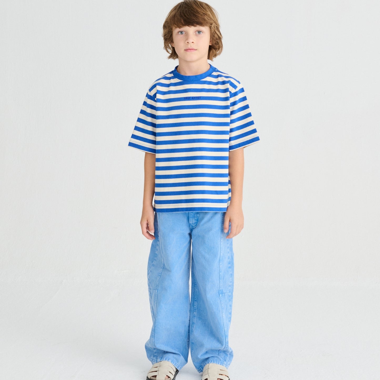 True Artist 100%純棉 Lapis Blue 條紋短袖 T-shirt ❘ 現貨尺寸: 4Y~11Y