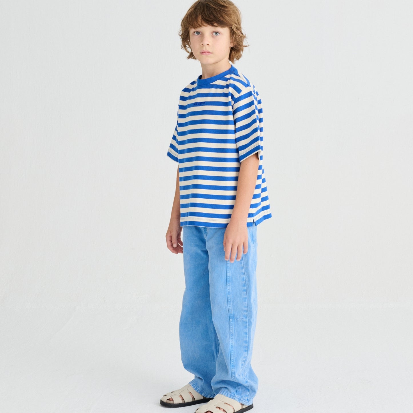 True Artist 100%純棉 Lapis Blue 條紋短袖 T-shirt ❘ 現貨尺寸: 4Y~11Y