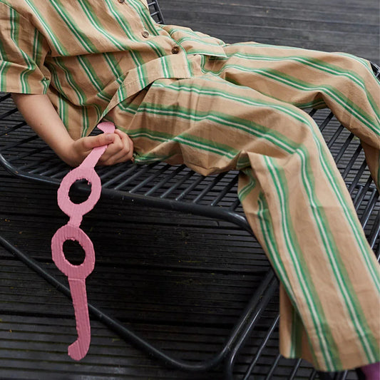 Studio Koter 100%有機棉糖果 EVER 條紋寬褲 - GREEN BLUE STRIPE  ❘ 現貨尺寸: 4Y~9Y