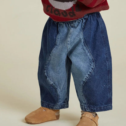 Claude&Co. 100%有機棉 Emerson 波浪拼接有機棉丹寧氣球長褲  ❘ 現貨尺寸: 2Y~6Y