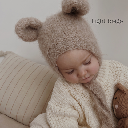 (現貨) 波蘭 Kiddy Stuff 純手工編織毛帽 - Mouse alpaca hat : Light beige (2-4Y)