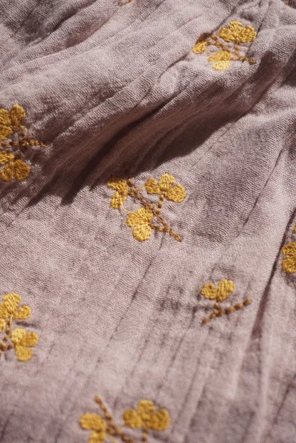 Le Petit Lapin 有機Muslin棉紗小花刺繡荷葉袖洋裝