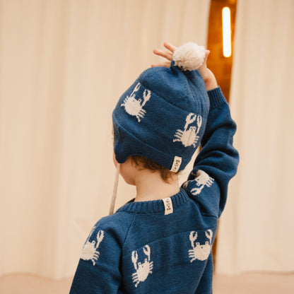 Bayiri 100%美麗諾羊毛針織帽 DANCING CRABS 1-3Y& 3-6Y