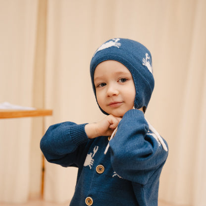 Bayiri 100%美麗諾羊毛針織帽 DANCING CRABS 1-3Y& 3-6Y