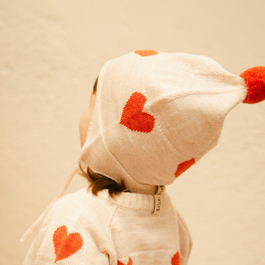 Bayiri 100%美麗諾羊毛針織帽 DANCING HEARTS (現貨尺寸: 3-6Y) 最後一件