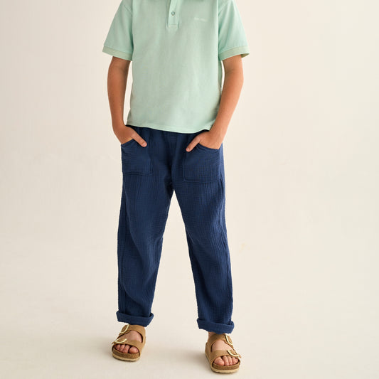 Cozmo 100%純棉棉紗長褲 - kids / Navy ❘ 現貨尺寸: 3Y~6Y